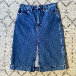 FRAME Denim Front Slit Midi Skirt